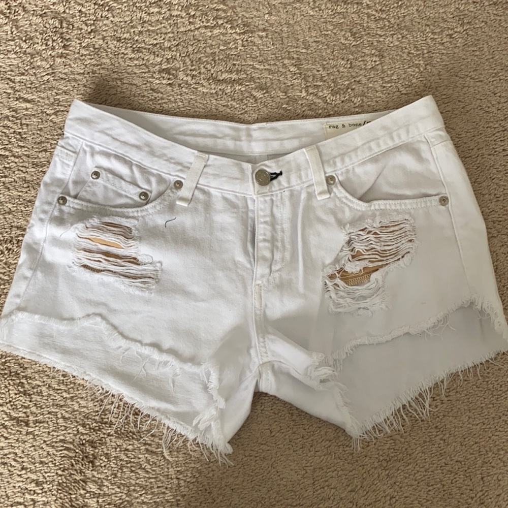Rag & Bone White Denim Cut Off Shorts 26